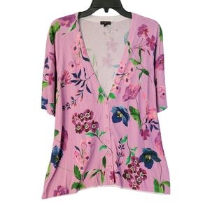 Talbots Plus short sleeve floral lightweight cardigan - 22/24.      G8